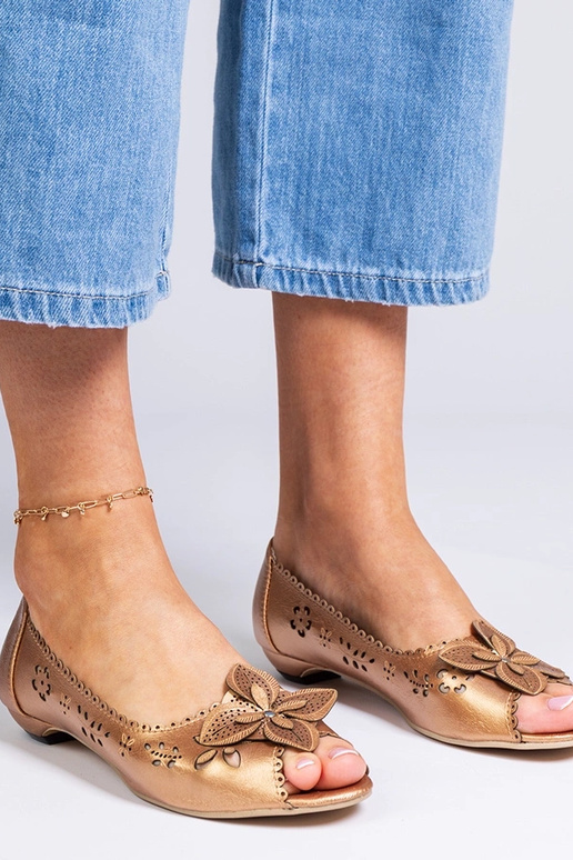 Ballerines dorées à bout ouvert Ursull Ballerines dorées à bout ouvert Ursull