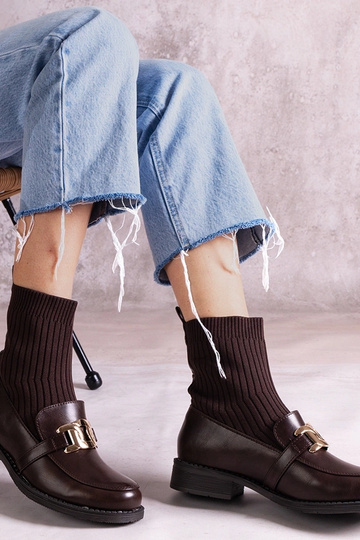 Botines brunes avec tige en... 2