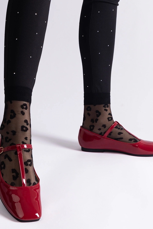 Ballerines en cuir verni rouge avec...