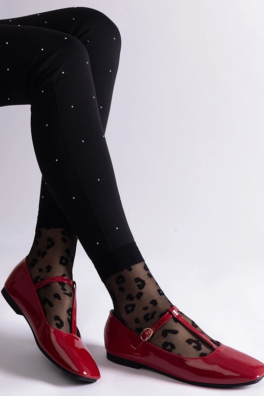 Ballerines en cuir verni rouge avec...