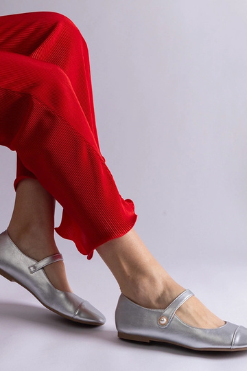 Ballerines à bout vernis argenté avec fermeture velcro Jaures