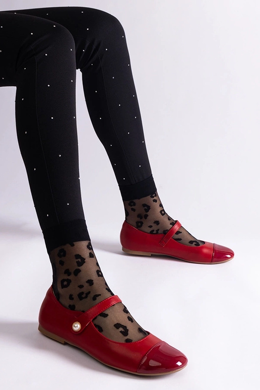 Ballerines en cuir verni rouge avec...