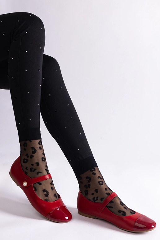 Ballerines en cuir verni rouge avec...