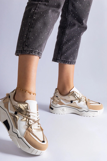 Baskets beiges ornées d'un... 2