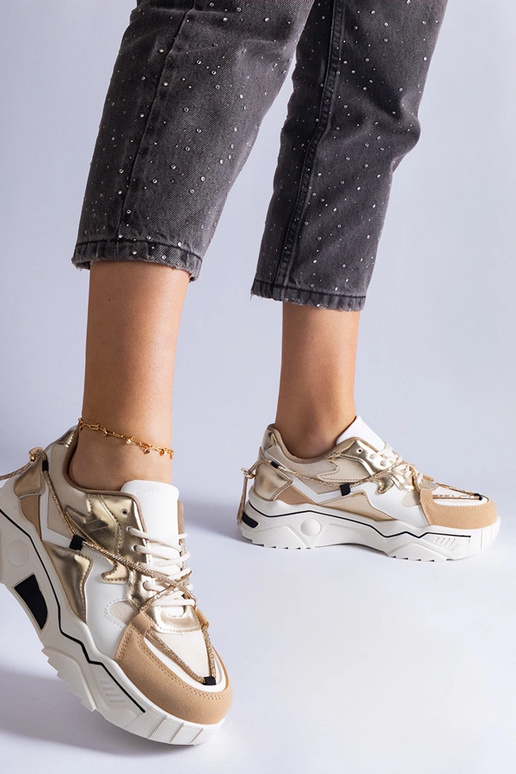 Baskets beiges ornées d'un cordon en...