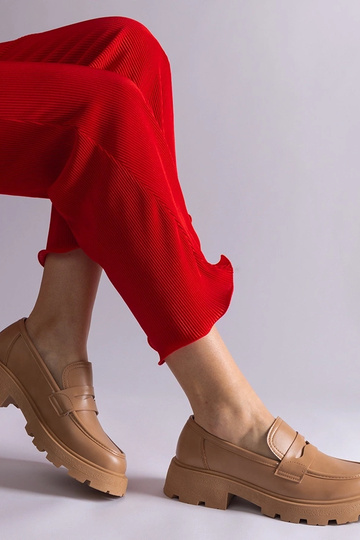 Mocassins femme beige foncé en cuir écologique Violanda 2