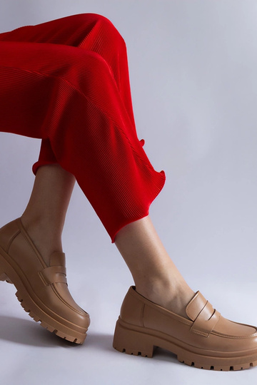Mocassins beige foncé en cuir écologique Fiorenza 2