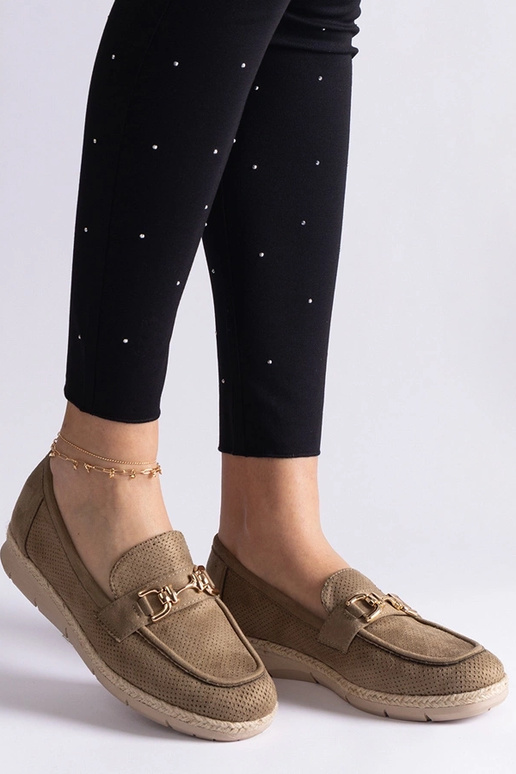 Mocassins verts pour femmes en suède...