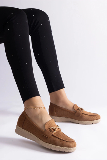 Chaussures pour femmes en daim synthétique couleur caramel Sandoval