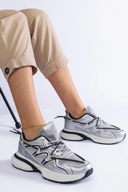 Baskets argentées pour femmes avec...