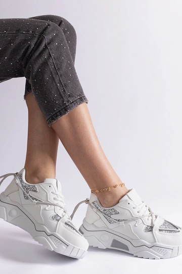 Baskets blanches pour femmes avec paillettes Agar 2