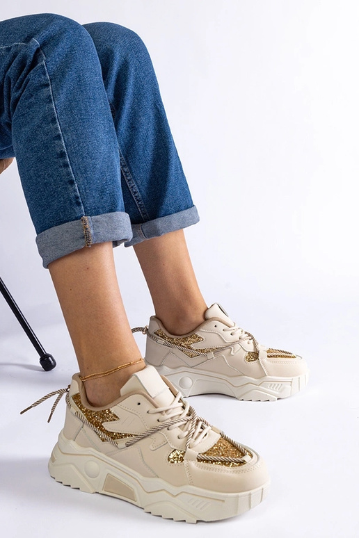 Baskets femme beiges à paillettes Agar