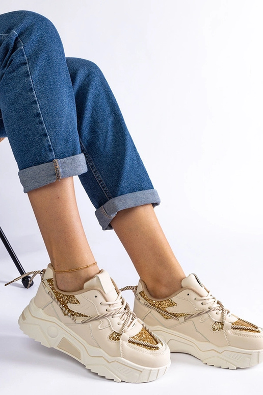 Baskets femme beiges à paillettes Agar