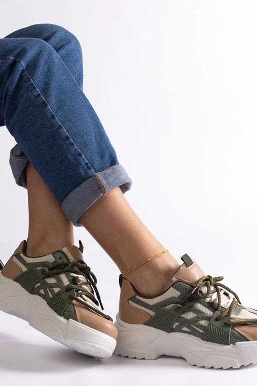 Baskets femme Alva vertes et beiges Baskets femme Alva vertes et beiges