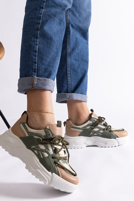 Baskets femme Alva vertes et beiges Baskets femme Alva vertes et beiges