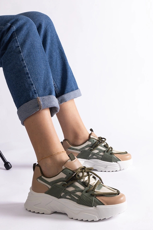 Baskets femme Alva vertes et beiges Baskets femme Alva vertes et beiges