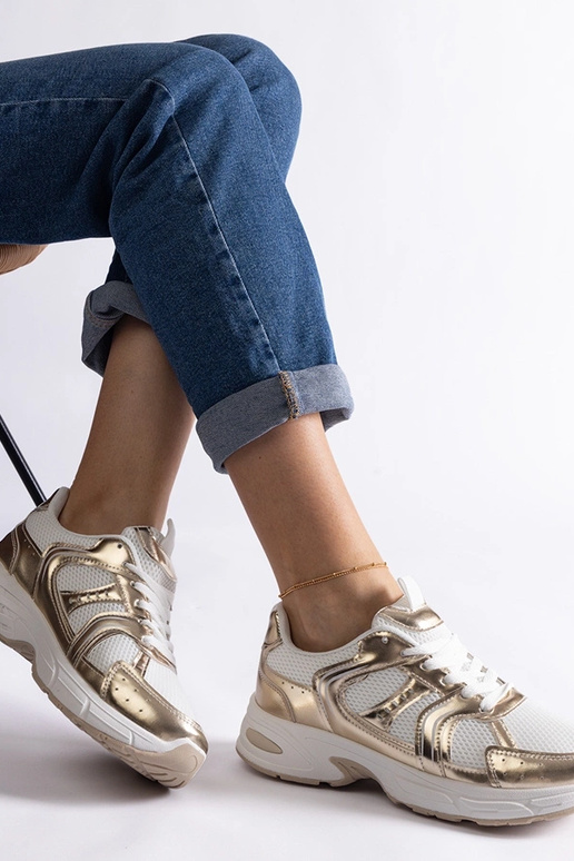 Baskets de sport Ena blanches et dorées