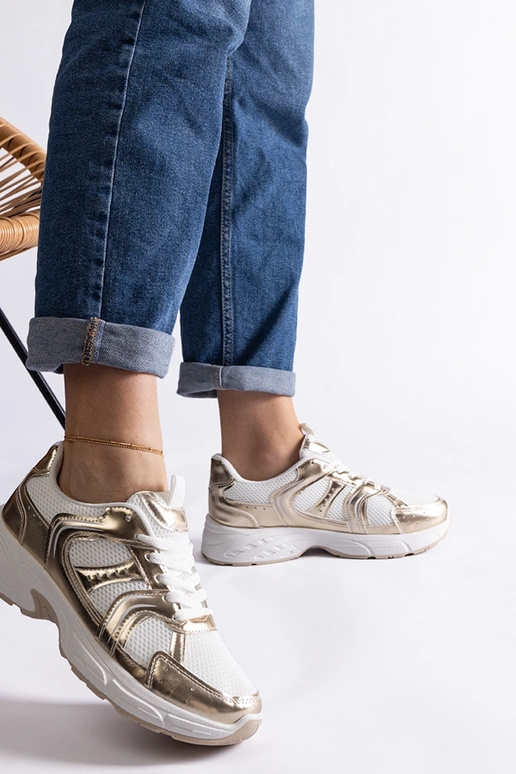 Baskets de sport Ena blanches et dorées