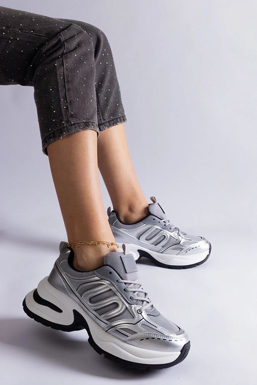 Chaussures de sport argentées pour...