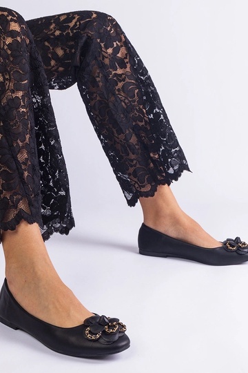 Ballerines noires décorées d'une fleur America