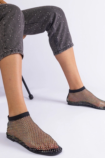 Sandales en maille noire avec zircons Antalia