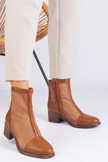 Bottines en maille marron à talon bloc Melarka 2