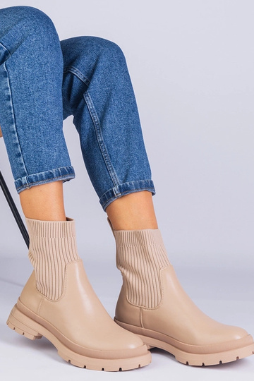 Bottines marron avec tige en tissu Kalvaria