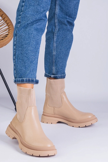 Bottines marron avec tige en tissu Kalvaria 2