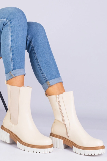Bottines beiges en simili...