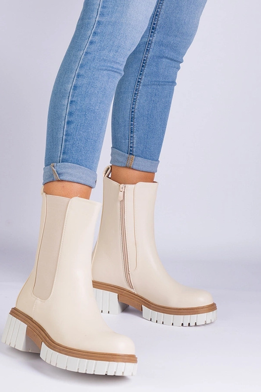 Bottines beiges en simili cuir Tantala Bottines beiges en simili cuir Tantala