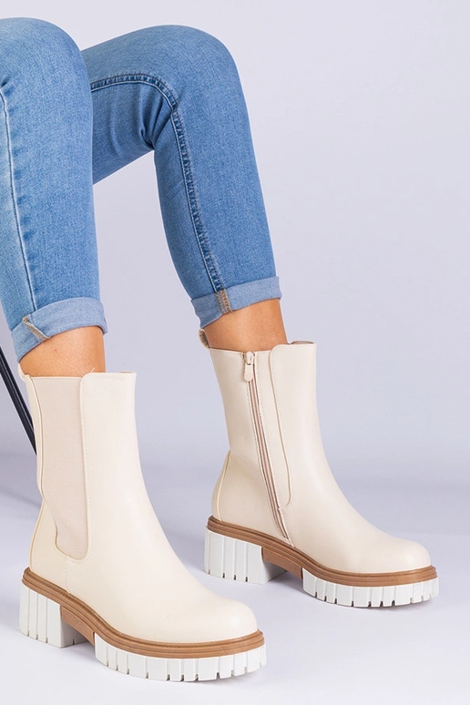 Bottines beiges en simili cuir Tantala Bottines beiges en simili cuir Tantala