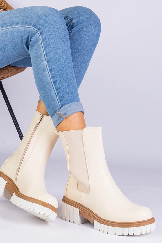 Bottines beiges en simili cuir Tantala Bottines beiges en simili cuir Tantala