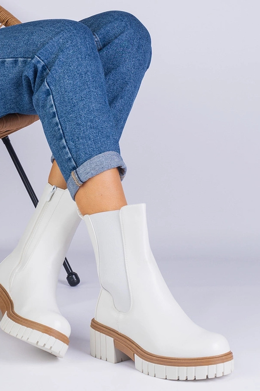 Bottines blanches en simili cuir Tantala