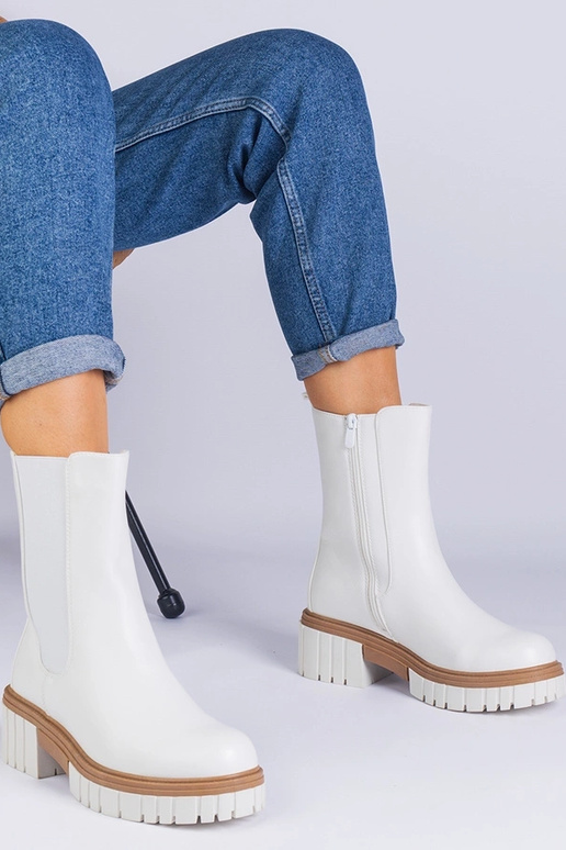 Bottines blanches en simili cuir Tantala