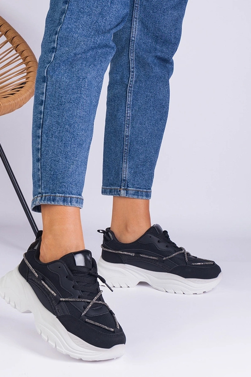 Baskets noires pour femmes décorées...