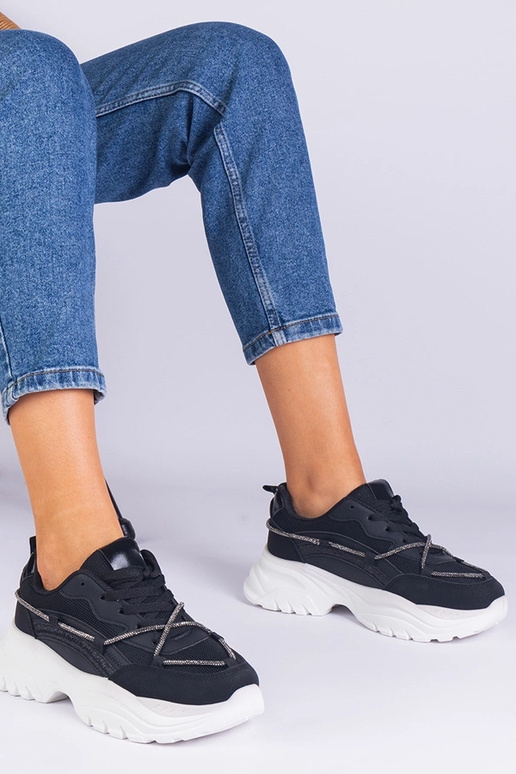 Baskets noires pour femmes décorées...