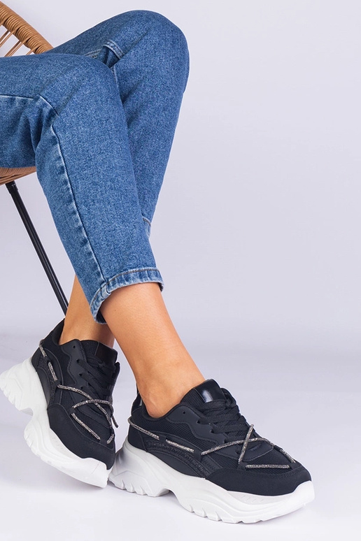 Baskets noires pour femmes décorées...