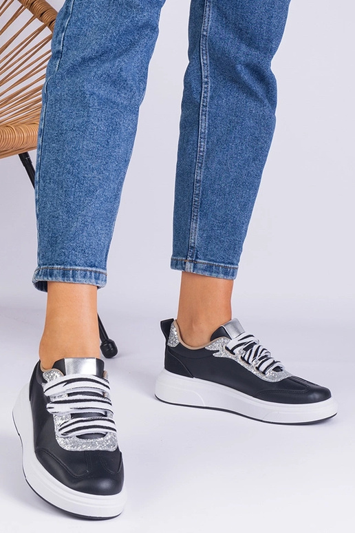 Baskets noires pour femmes décorées...