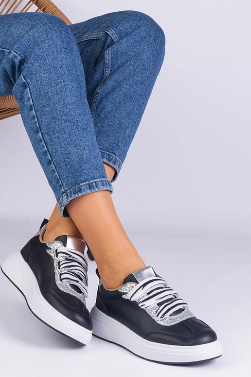 Baskets noires pour femmes décorées...