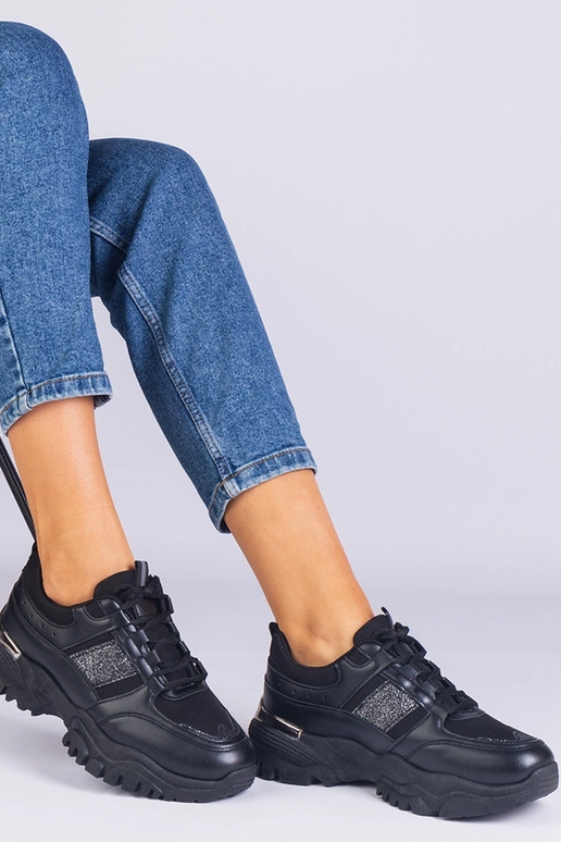 Baskets noires pour femmes décorées...