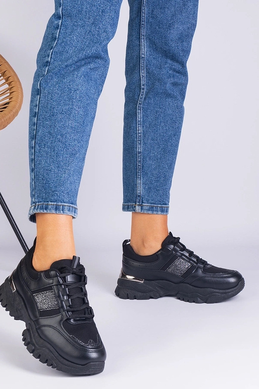 Baskets noires pour femmes décorées...