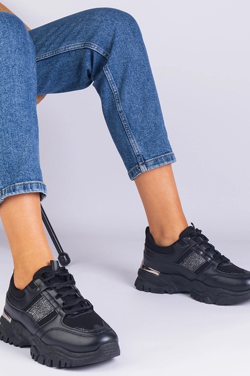 Baskets noires pour femmes décorées...