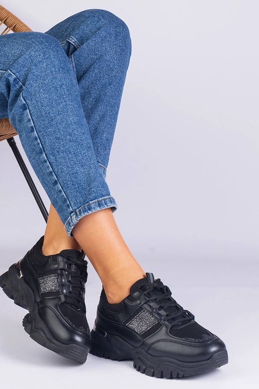 Baskets noires pour femmes décorées...