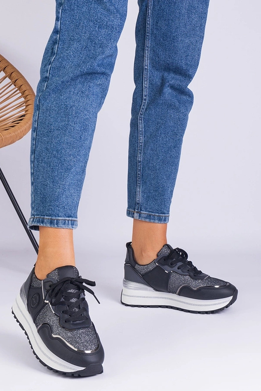 Baskets noires pour femmes décorées...