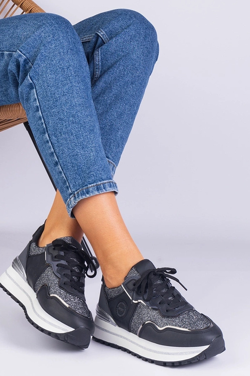 Baskets noires pour femmes décorées...