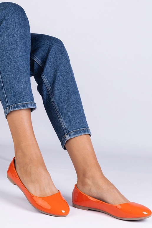 Ballerines en cuir verni orange Aurika