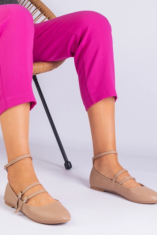 Ballerines beiges en éco-cuir avec...