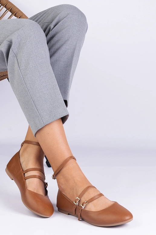 Ballerines en simili cuir marron avec...