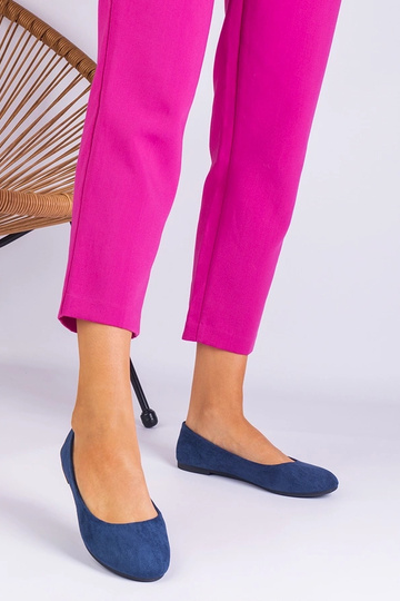 Ballerines femme bleu marine avec noeud, daim Ingera