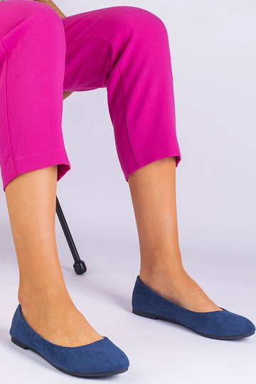 Ballerines femme bleu marine avec noeud, daim Ingera 2